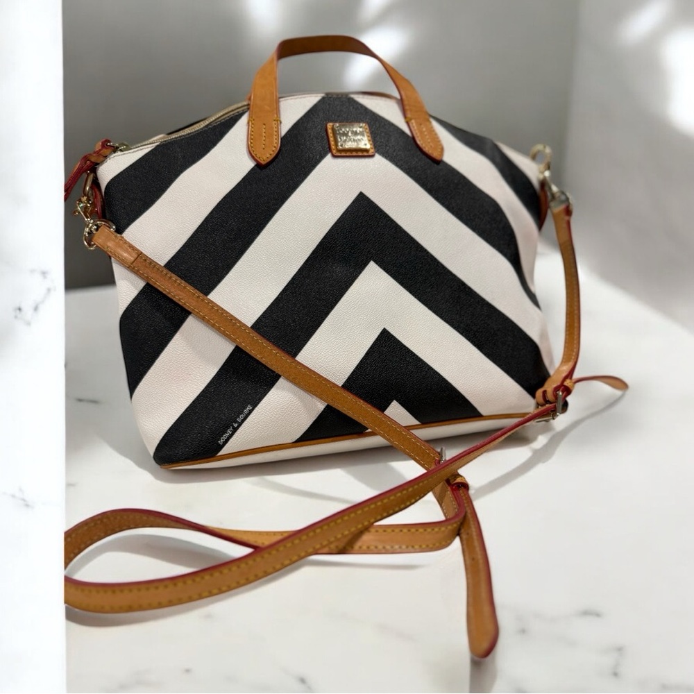 Dooney & Bourke Black and White Chevron Satchel